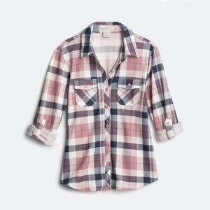 Passport Pink and White Plaid Kids Button-Down Shirt